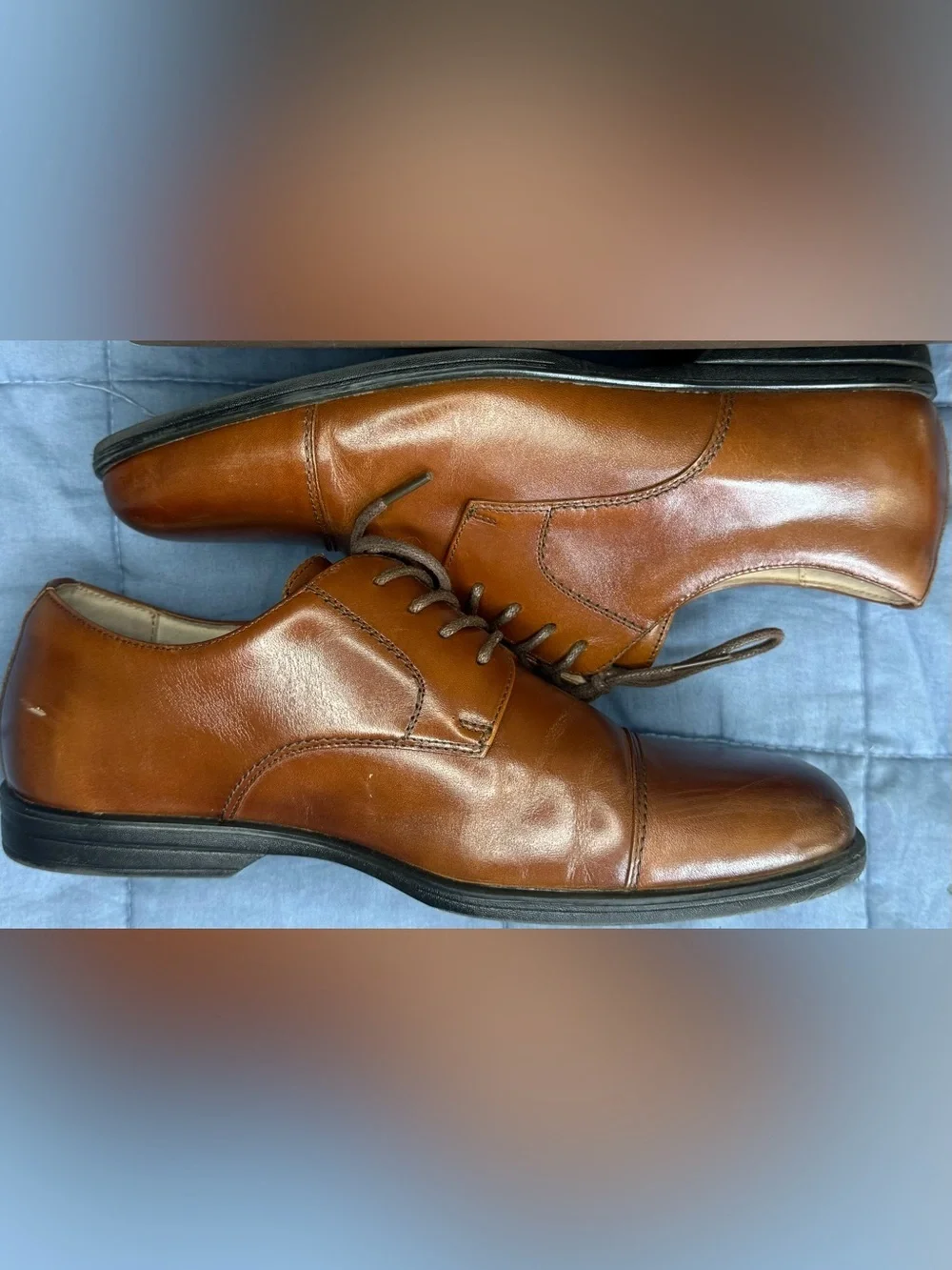Florsheim Kids Reveal Jr Cap Toe Oxford Leather Dress Shoes Cognac 7M